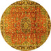 Round Machine Washable Persian Yellow Traditional Rug, wshtr2810yw