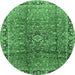 Round Persian Emerald Green Traditional Rug, tr2810emgrn