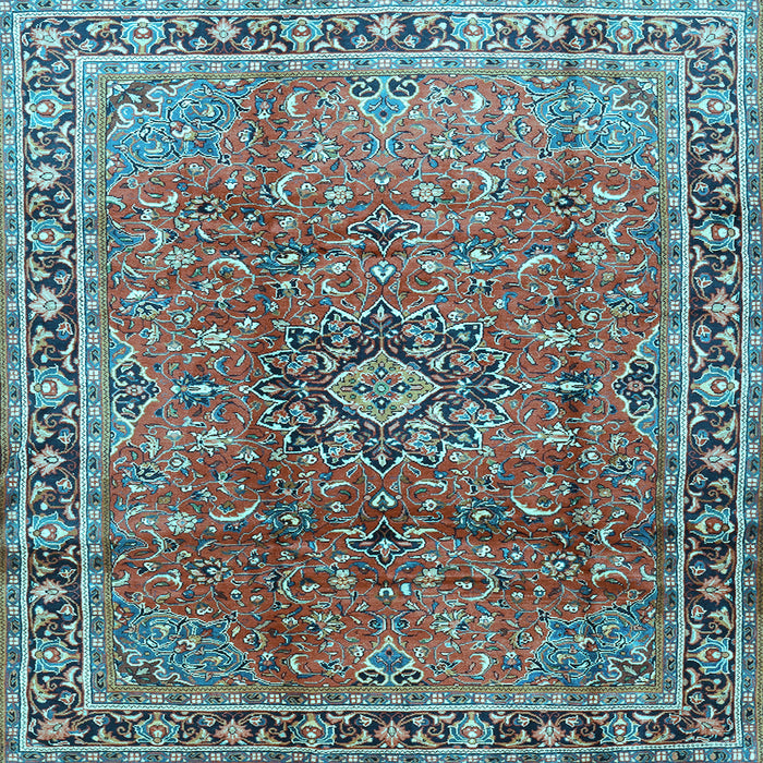 Square Machine Washable Persian Light Blue Traditional Rug, wshtr2810lblu