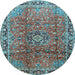 Round Machine Washable Persian Light Blue Traditional Rug, wshtr2810lblu