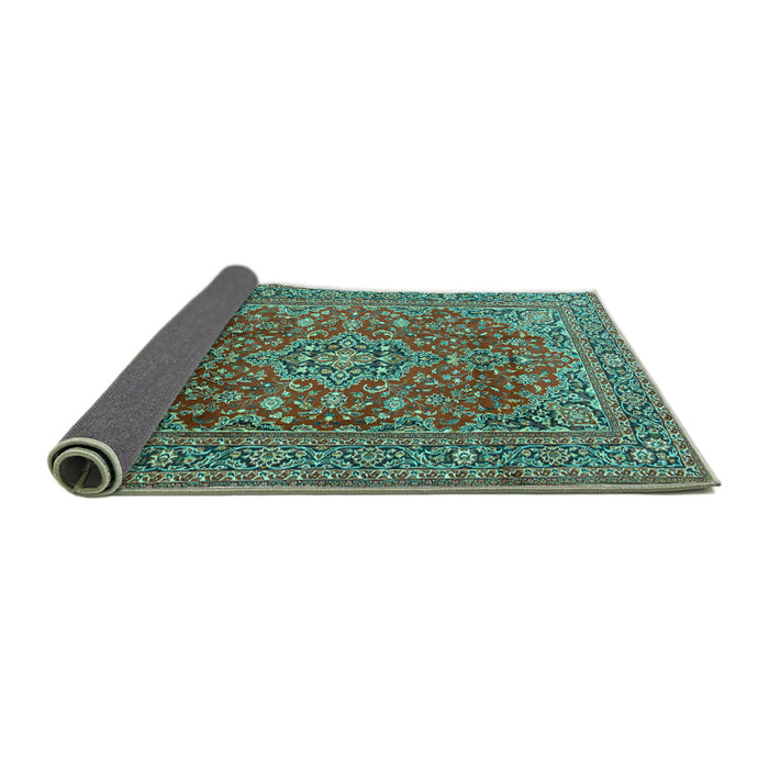 Sideview of Persian Turquoise Traditional Rug, tr2811turq