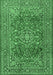 Machine Washable Persian Emerald Green Traditional Area Rugs, wshtr2811emgrn