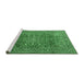 Sideview of Machine Washable Persian Emerald Green Traditional Area Rugs, wshtr2811emgrn