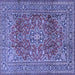 Square Machine Washable Persian Blue Traditional Rug, wshtr2811blu