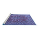 Sideview of Machine Washable Persian Blue Traditional Rug, wshtr2811blu