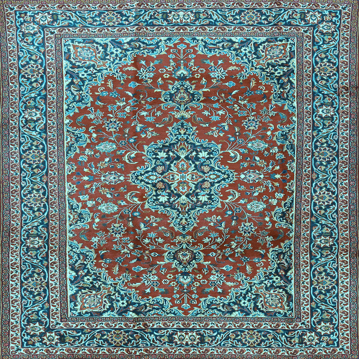 Square Machine Washable Persian Light Blue Traditional Rug, wshtr2811lblu