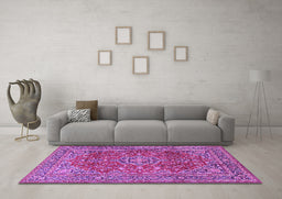 Machine Washable Persian Purple Traditional Area Rugs in a Living Room, wshtr2811pur
