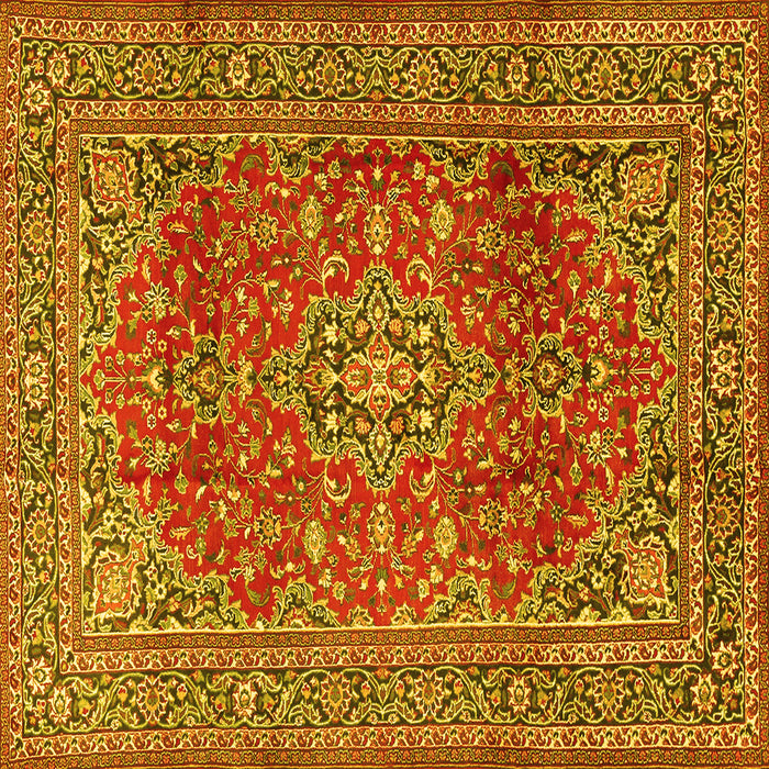Square Machine Washable Persian Yellow Traditional Rug, wshtr2811yw