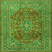 Round Machine Washable Persian Green Traditional Area Rugs, wshtr2811grn