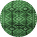 Round Persian Emerald Green Traditional Rug, tr2812emgrn