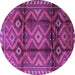 Round Persian Purple Traditional Rug, tr2812pur