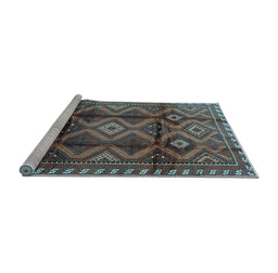 Sideview of Machine Washable Persian Light Blue Traditional Rug, wshtr2812lblu