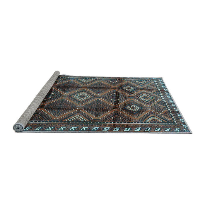 Sideview of Machine Washable Persian Light Blue Traditional Rug, wshtr2812lblu