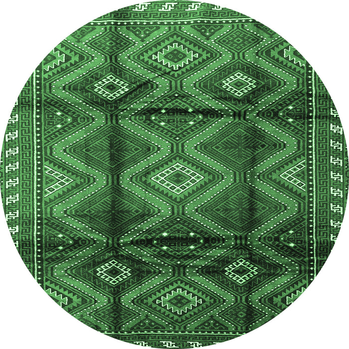 Round Machine Washable Persian Emerald Green Traditional Area Rugs, wshtr2812emgrn