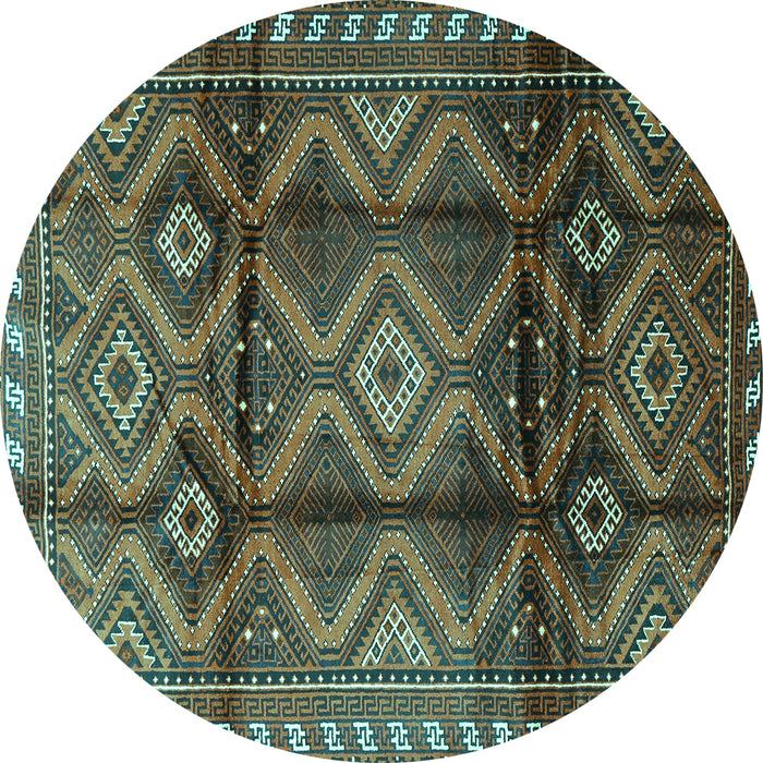 Round Machine Washable Persian Turquoise Traditional Area Rugs, wshtr2812turq