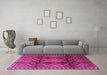 Machine Washable Persian Pink Traditional Rug in a Living Room, wshtr2812pnk