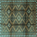 Square Machine Washable Persian Turquoise Traditional Area Rugs, wshtr2812turq