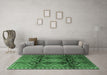 Machine Washable Persian Emerald Green Traditional Area Rugs in a Living Room,, wshtr2812emgrn