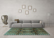 Machine Washable Persian Turquoise Traditional Area Rugs in a Living Room,, wshtr2812turq