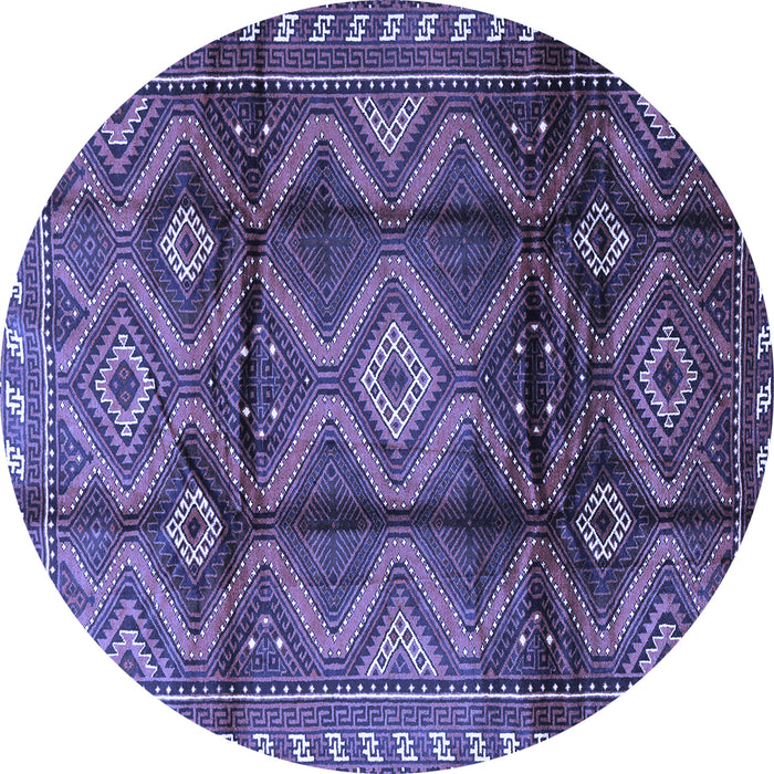 Round Machine Washable Persian Blue Traditional Rug, wshtr2812blu