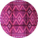 Round Persian Pink Traditional Rug, tr2812pnk