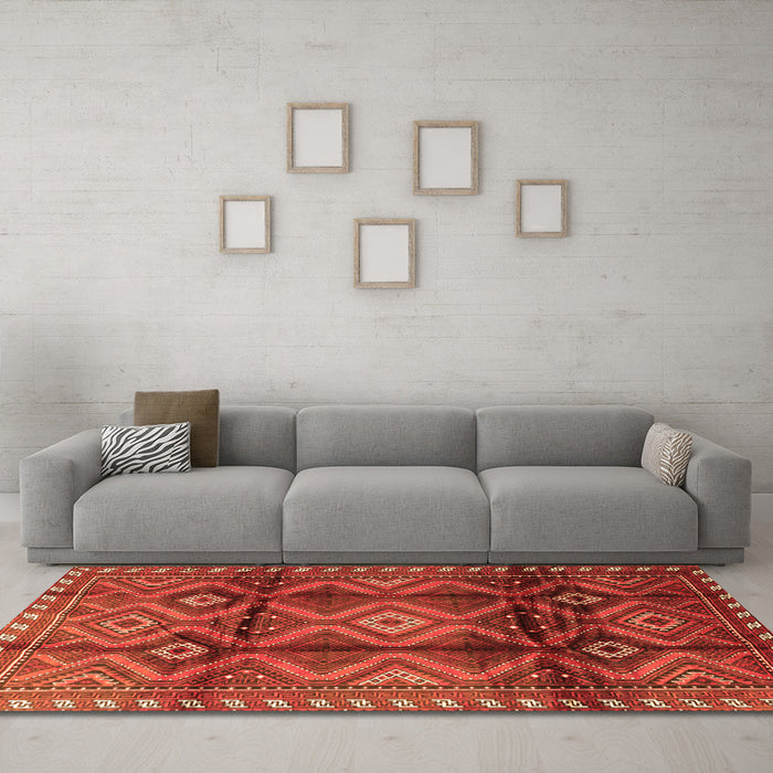 Machine Washable Persian Orange Traditional Area Rugs in a Living Room, wshtr2812org