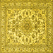 Square Medallion Yellow Traditional Rug, tr2813yw