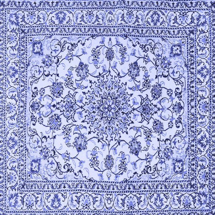 Square Machine Washable Medallion Blue Traditional Rug, wshtr2813blu