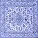 Square Machine Washable Medallion Blue Traditional Rug, wshtr2813blu