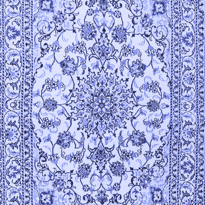 Machine Washable Medallion Blue Traditional Rug, wshtr2813blu