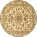 Round Machine Washable Medallion Brown Traditional Rug, wshtr2813brn