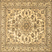 Square Machine Washable Medallion Brown Traditional Rug, wshtr2813brn