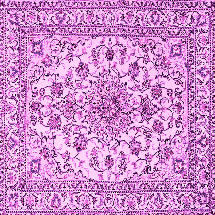 Square Machine Washable Medallion Pink Traditional Rug, wshtr2813pnk