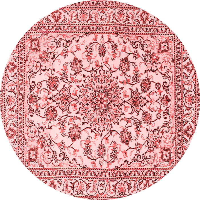 Machine Washable Medallion Red Traditional Rug, wshtr2813red
