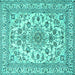 Square Machine Washable Medallion Turquoise Traditional Area Rugs, wshtr2813turq