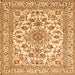 Serging Thickness of Medallion Orange Traditional Rug, tr2813org