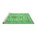 Sideview of Machine Washable Medallion Emerald Green Traditional Area Rugs, wshtr2813emgrn