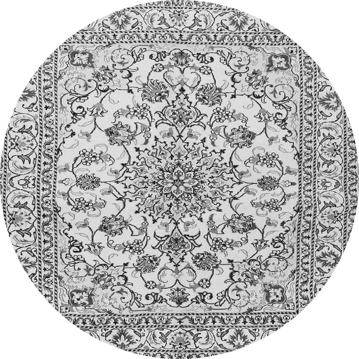 Machine Washable Medallion Gray Traditional Rug, wshtr2813gry
