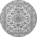 Machine Washable Medallion Gray Traditional Rug, wshtr2813gry