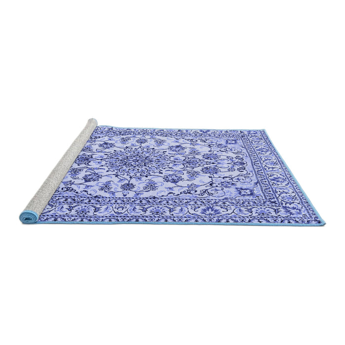 Sideview of Machine Washable Medallion Blue Traditional Rug, wshtr2813blu