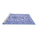 Sideview of Machine Washable Medallion Blue Traditional Rug, wshtr2813blu