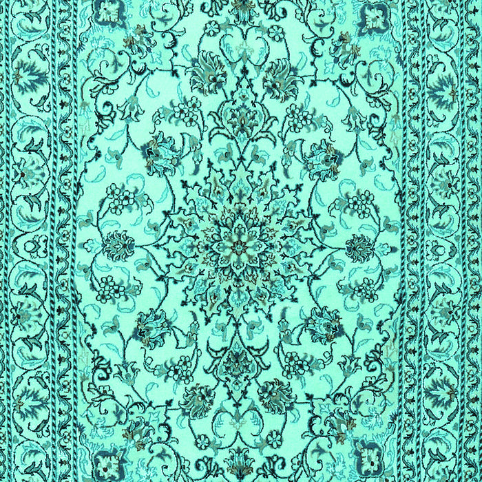 Machine Washable Medallion Turquoise Traditional Area Rugs, wshtr2813turq