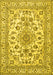 Machine Washable Medallion Yellow Traditional Rug, wshtr2813yw