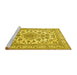 Sideview of Machine Washable Medallion Yellow Traditional Rug, wshtr2813yw