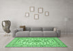 Machine Washable Medallion Emerald Green Traditional Area Rugs in a Living Room,, wshtr2813emgrn