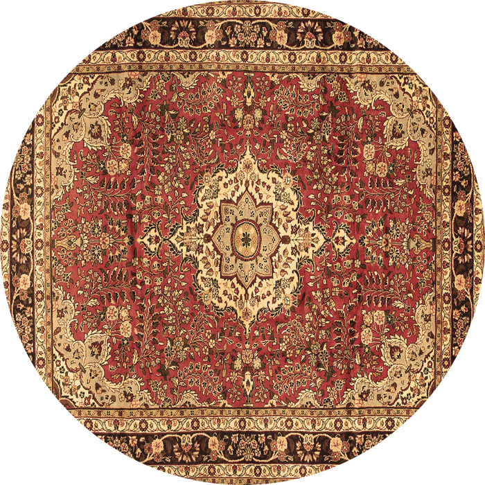Round Machine Washable Persian Brown Traditional Rug, wshtr2814brn