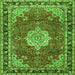 Round Machine Washable Persian Green Traditional Area Rugs, wshtr2814grn