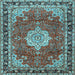 Square Machine Washable Persian Light Blue Traditional Rug, wshtr2814lblu