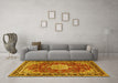 Machine Washable Persian Yellow Traditional Rug in a Living Room, wshtr2814yw