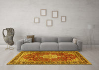 Machine Washable Persian Yellow Traditional Rug, wshtr2814yw